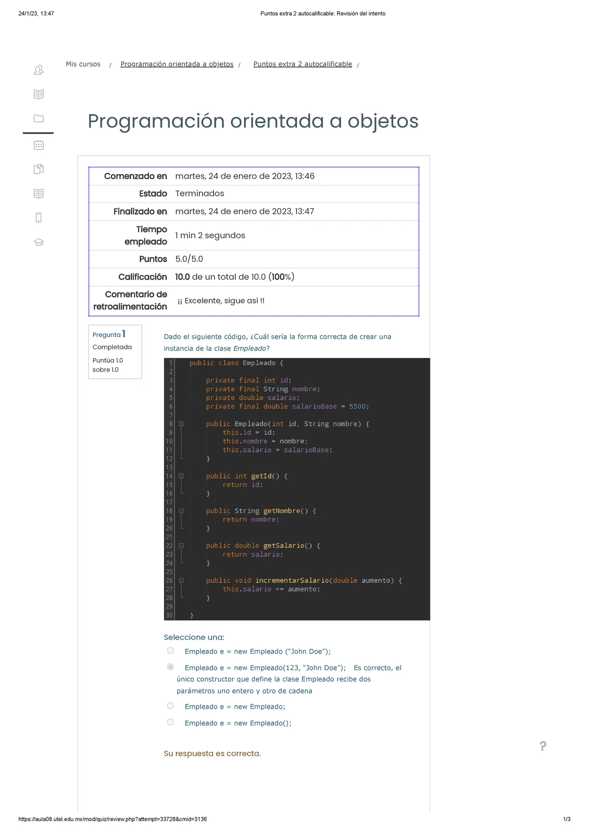 Semana 5 y 6 ISC - Programación Orientada a Objetos - Exámenes Finales ...
