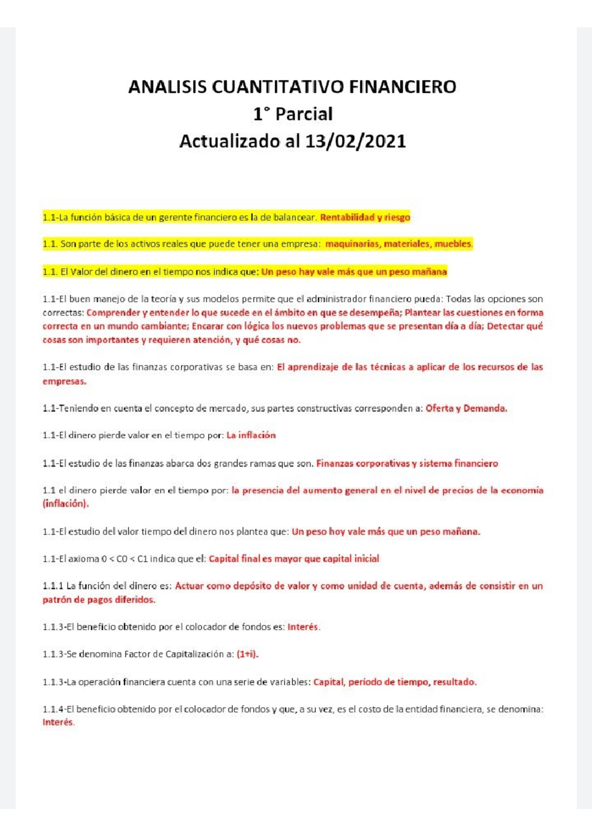 Parcial 1: Análisis Cuantitativo Financiero y su Aplicación - Studocu