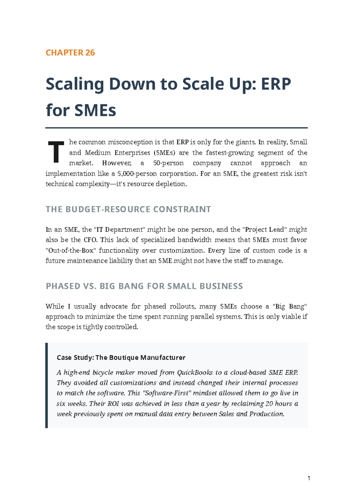 CHAPTER 26 ERP Implementation Strategies for SMEs - Studocu