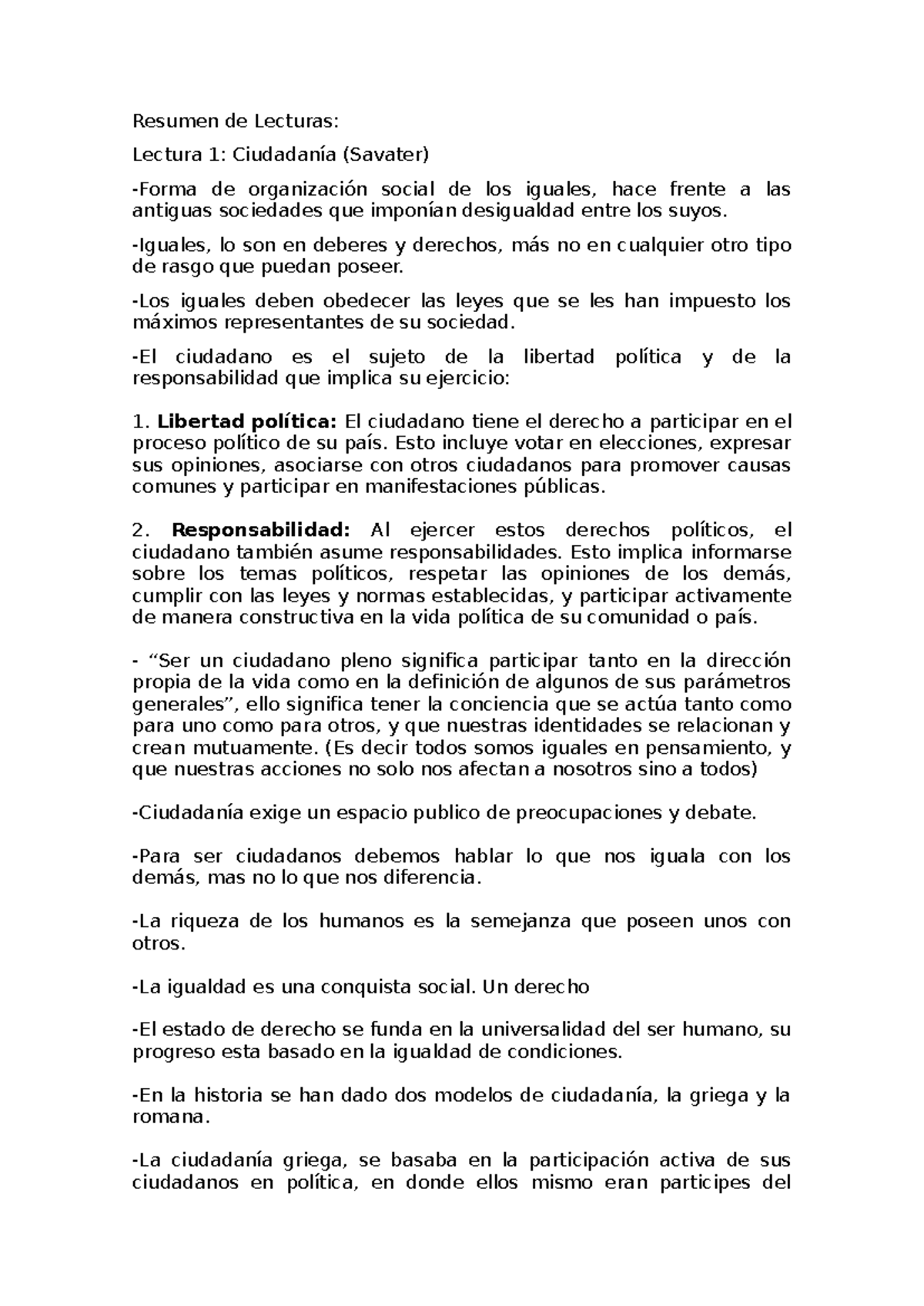 Resumen de Lecturas Unidad 2: Ciudadanía y Derechos Humanos - Document Preview