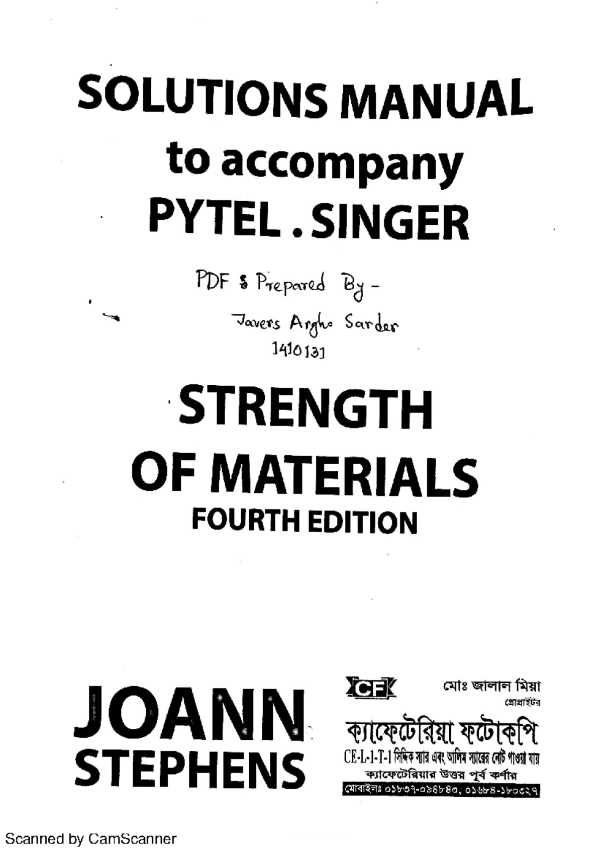 [Pytel] [4e Soln] Strength of Materials Solutions Manual - Studocu