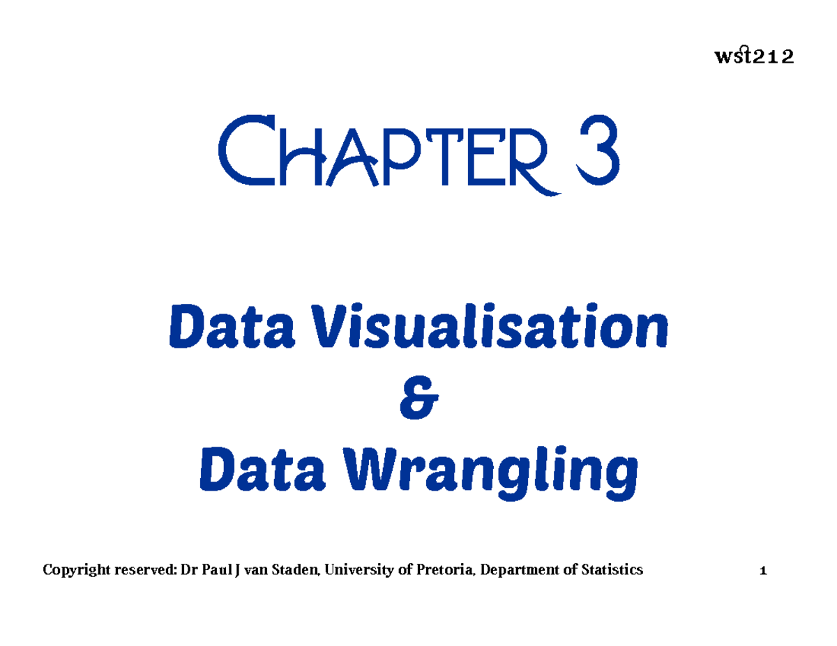 wﬆ212 CHAPTER 3 Data Visualization & Data Wrangling Notes - Studocu