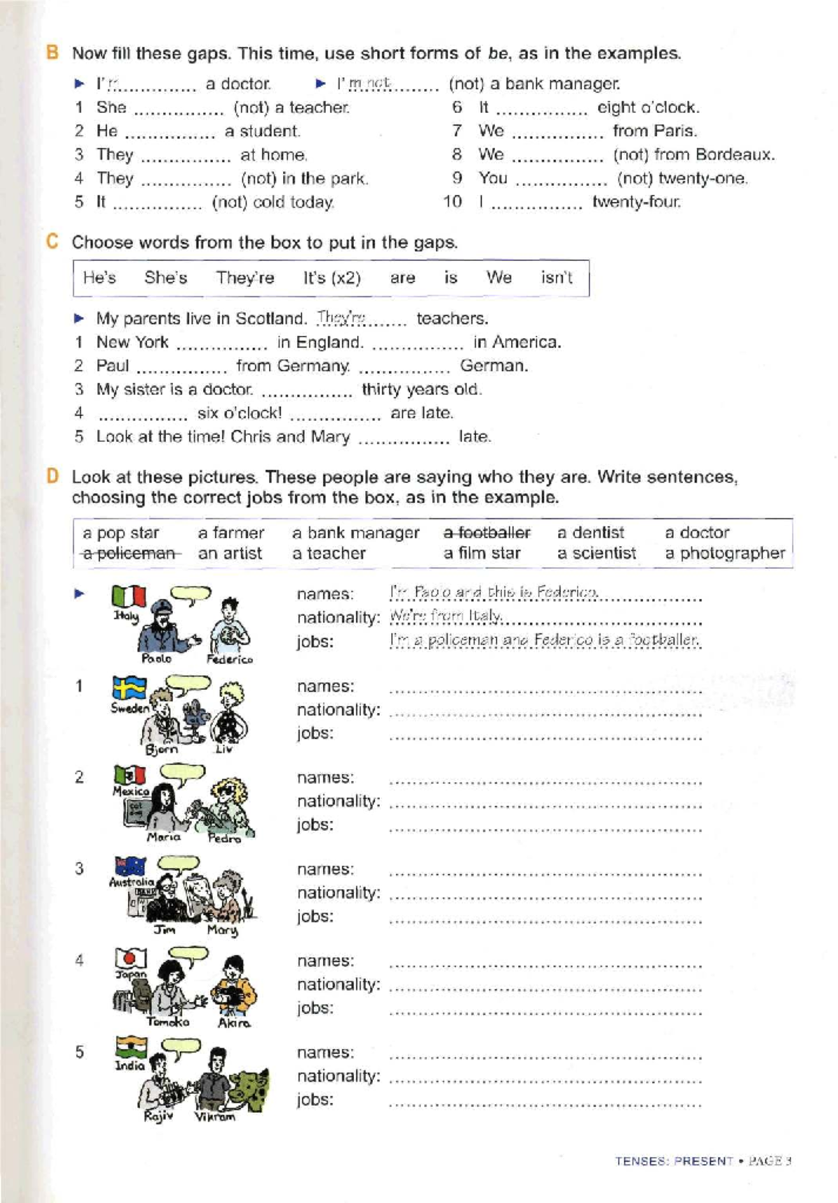 003 - Present Tense Gap Fill Exercises and Job Descriptions - Studocu