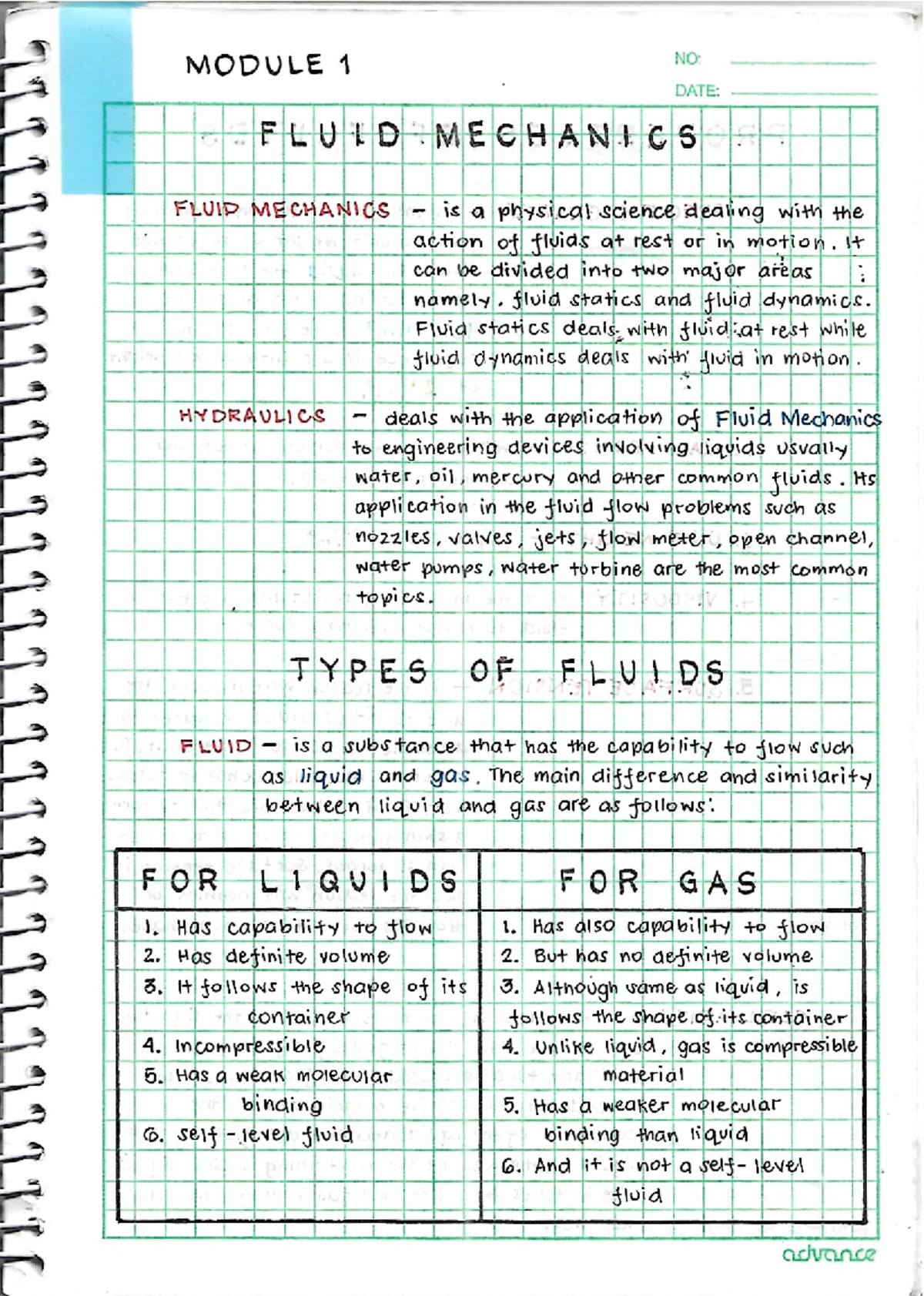 FLME311 - Module 1 - Fluid Mechanics Notes and Concepts - Studocu