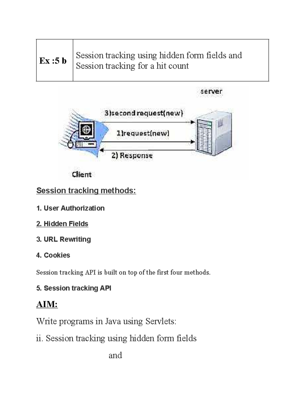 5B - Practical Programs for Session Tracking in Java Servlets - Studocu
