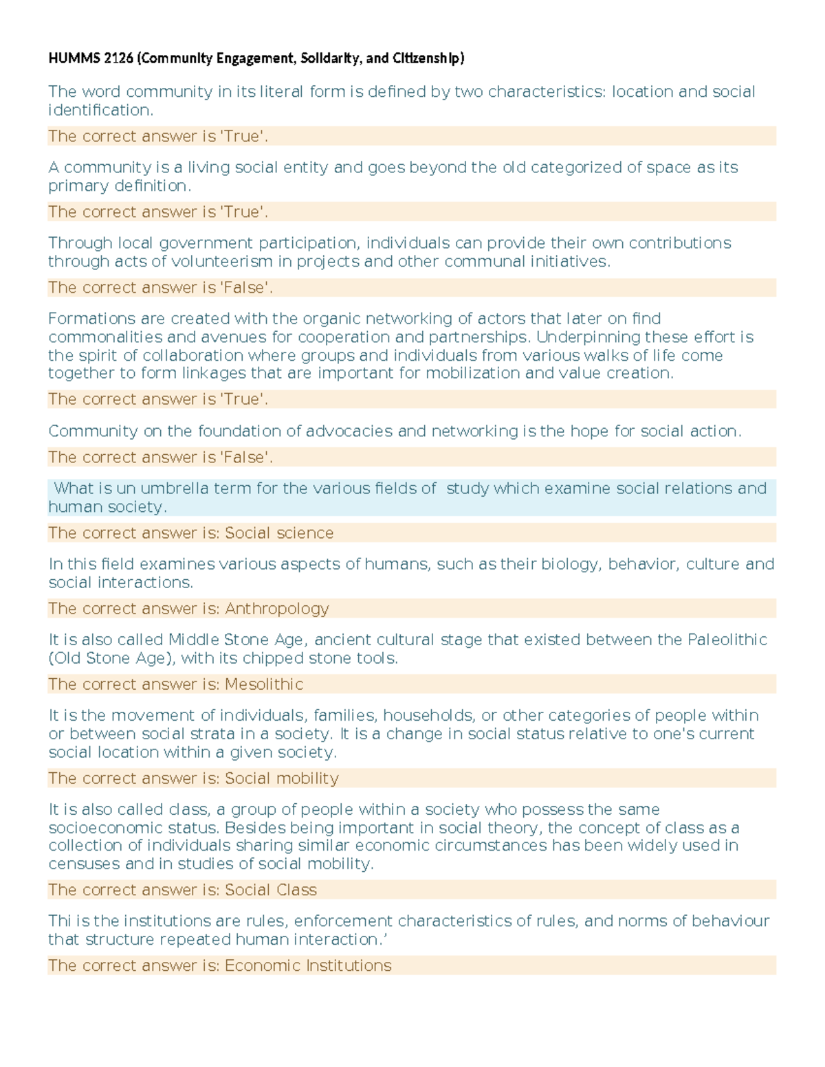 HUMMS 2126 Community Engagement, Solidarity, and Citizenship Overview ...