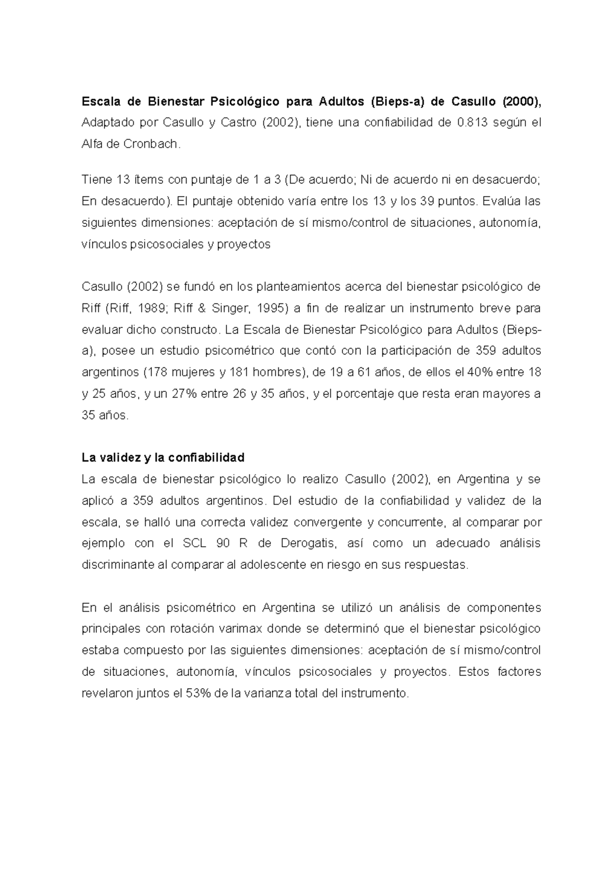 Escala de Bienestar Psicológico para Adultos (Bieps-A) y sus Propiedades - Document Preview