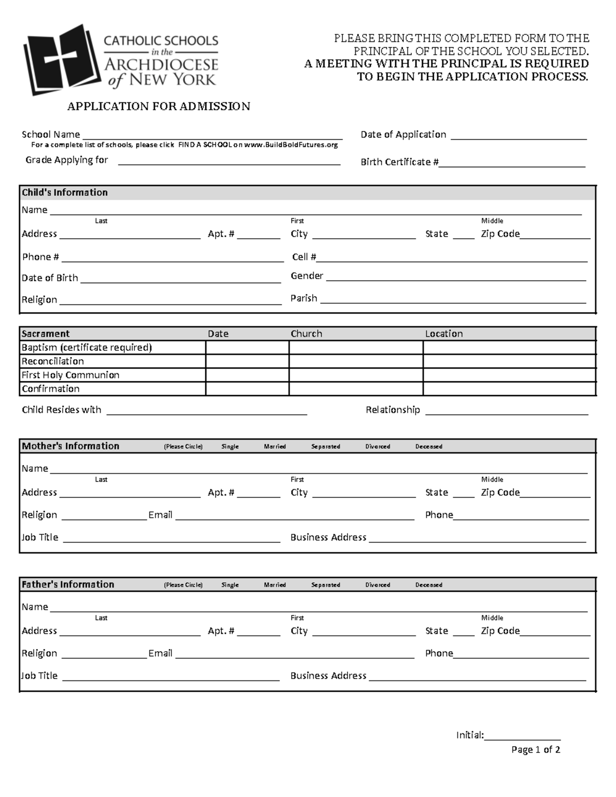Application Form for School Admission Process - Studocu