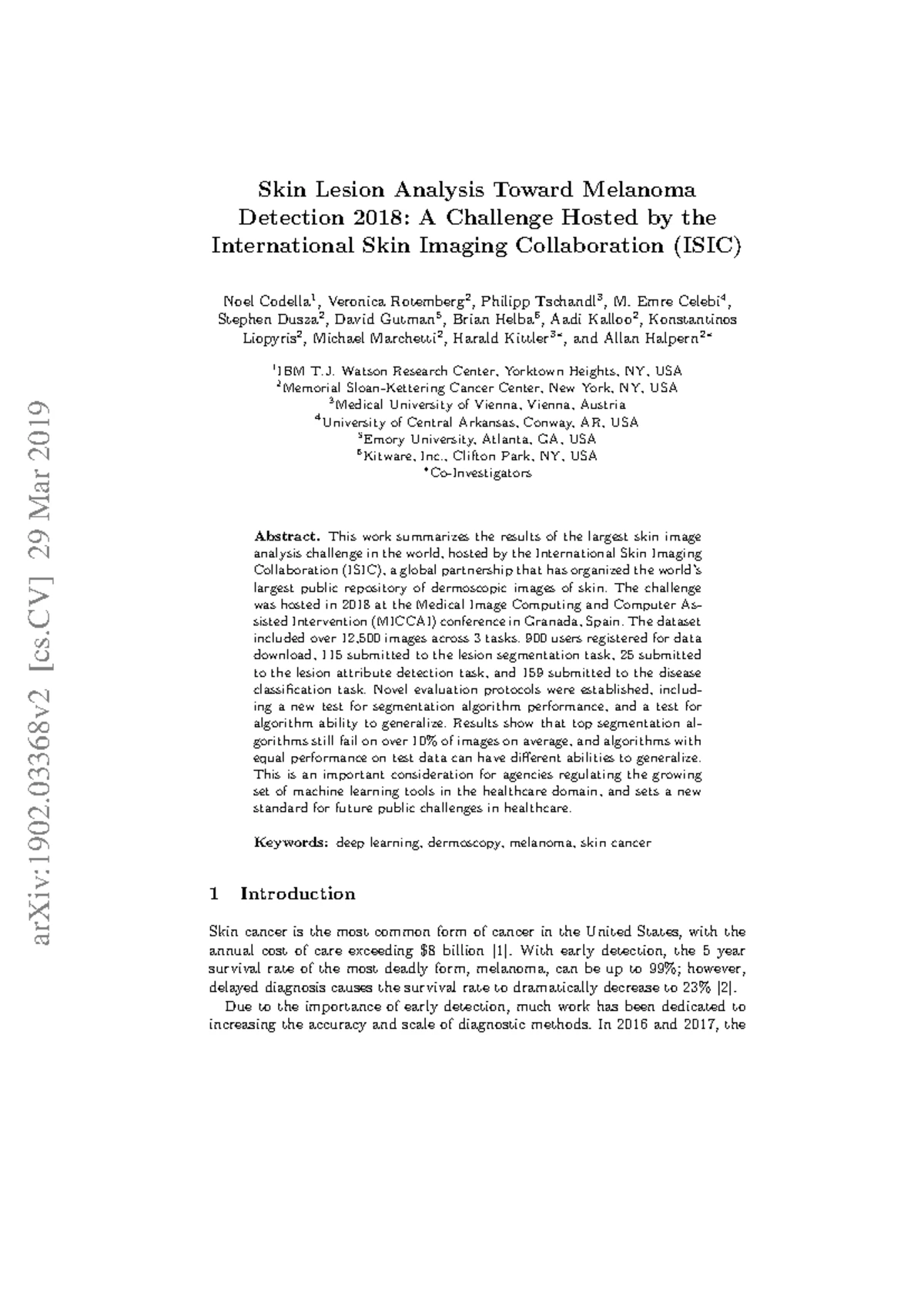 Training Dataset for Dermatoscopic Images of Skin Lesions (Sdata 2018 ...