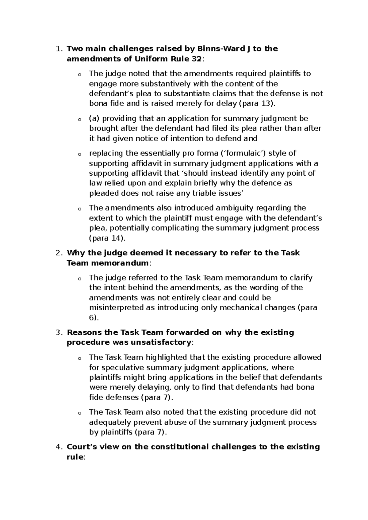 Challenges to Uniform Rule 32 Amendments: Insights by Binns - Studocu