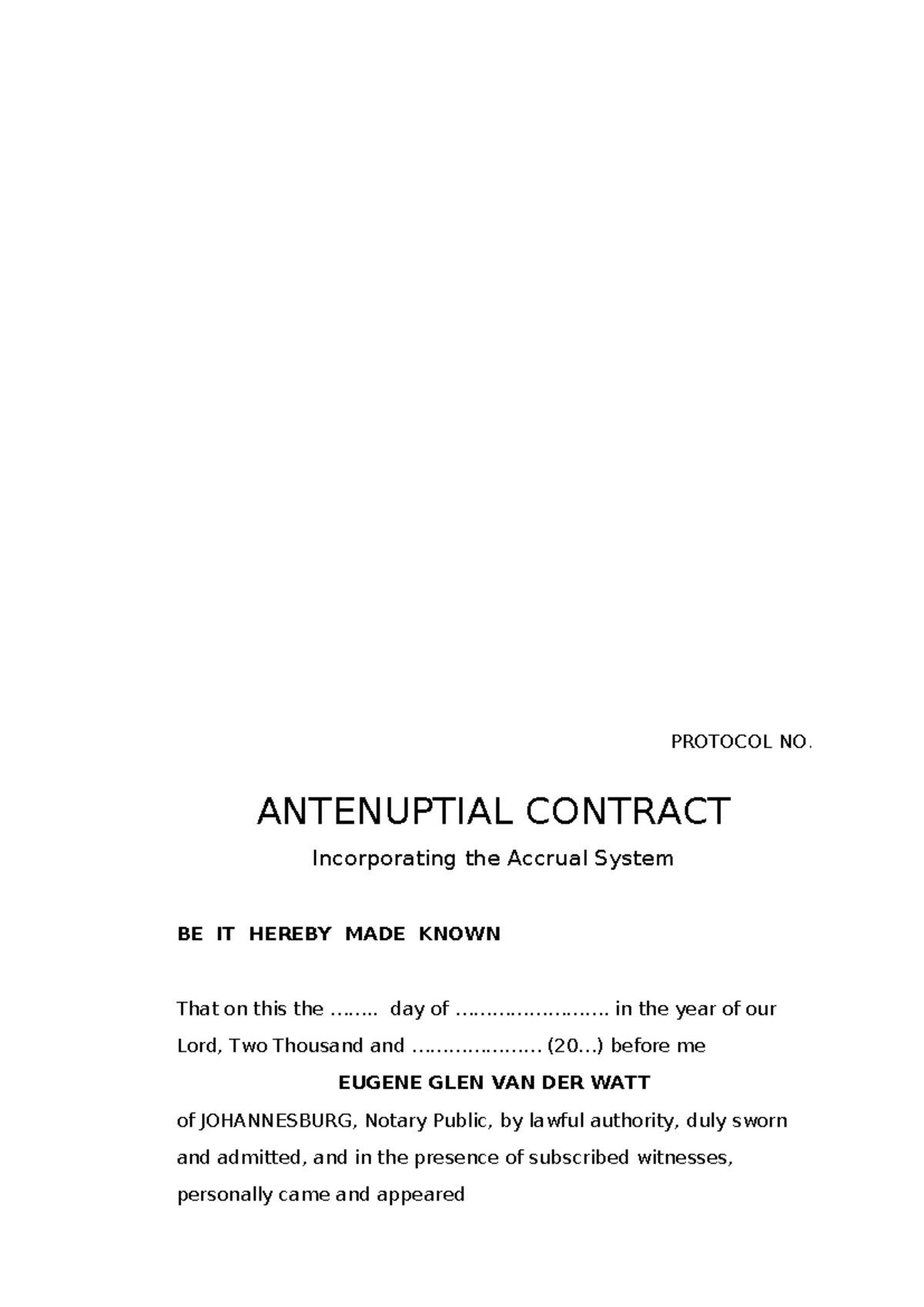 antenuptial contract