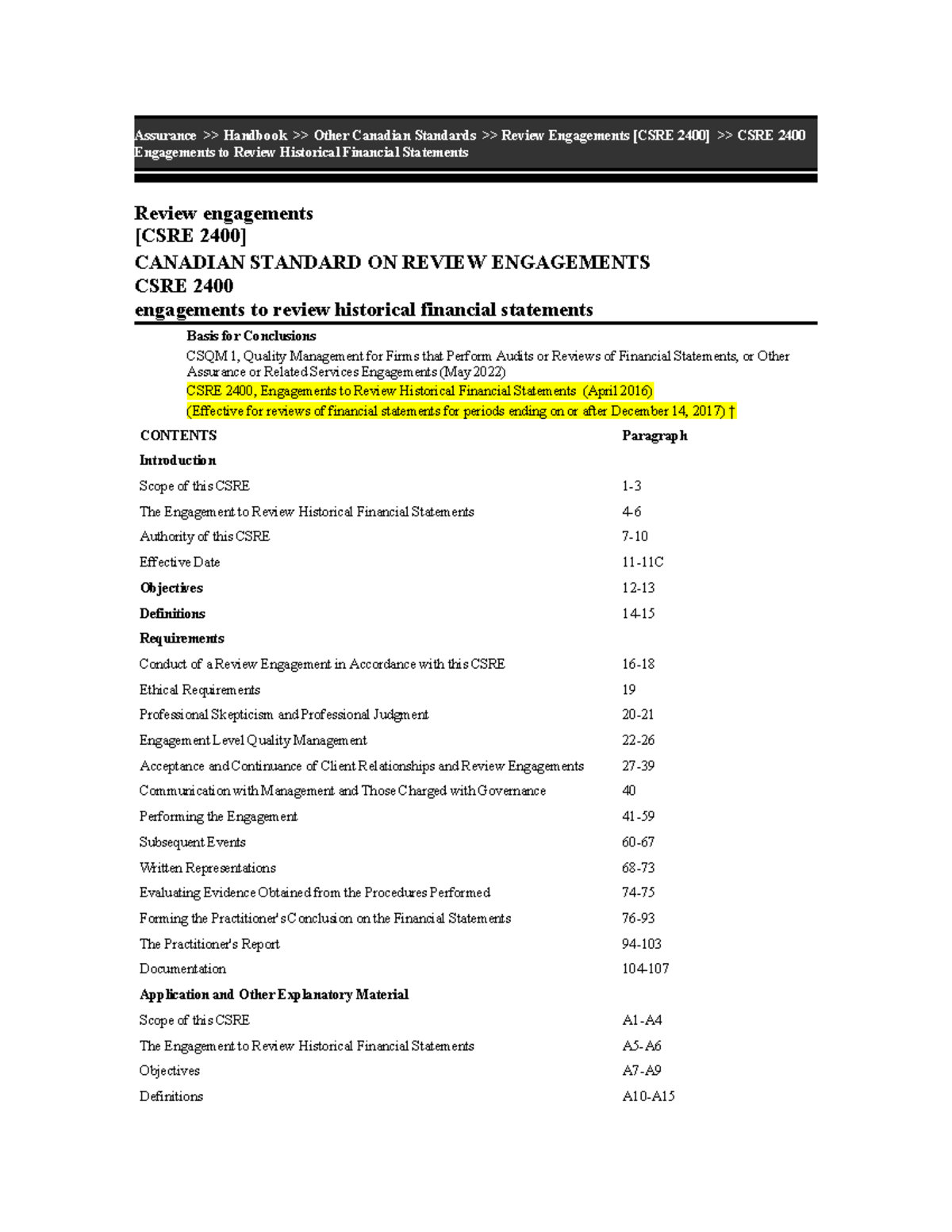 Week 12 CSRE 2400 - Review Engagements Lecture Notes - Studocu