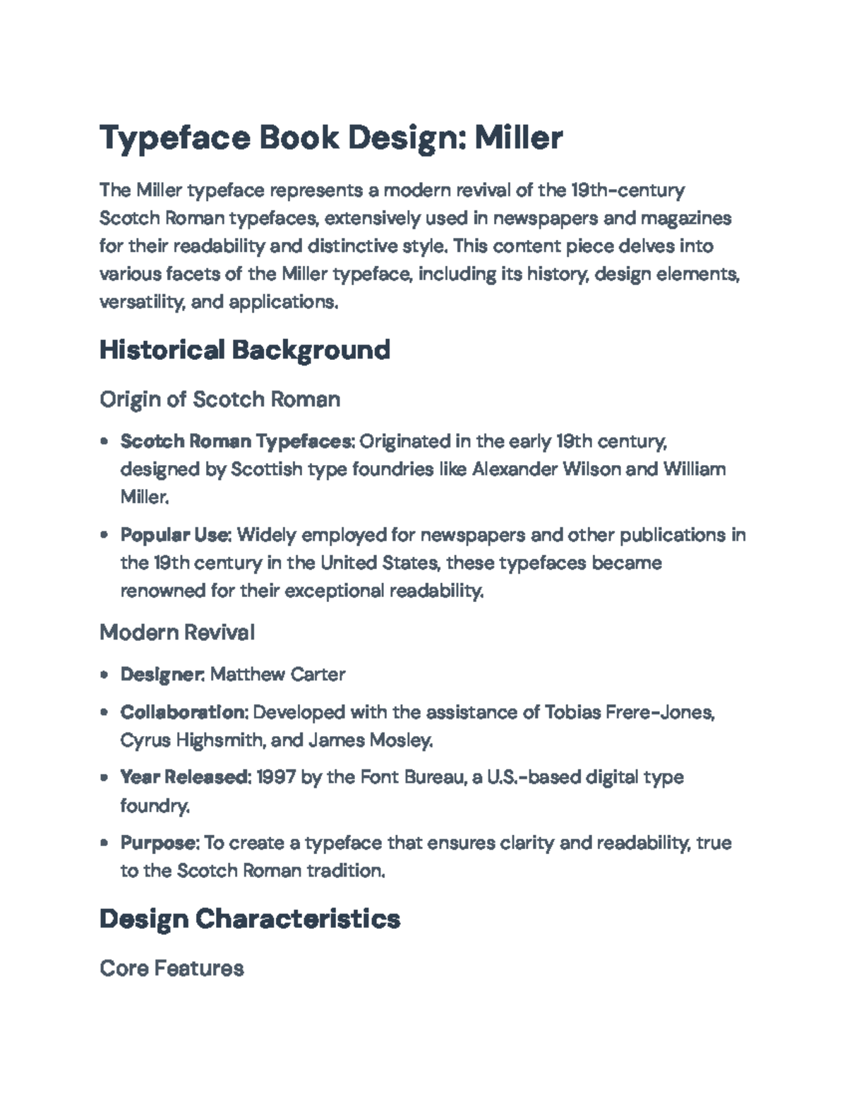 Miller Typeface: A Modern Revival of 19th Century Scotch Roman Design ...