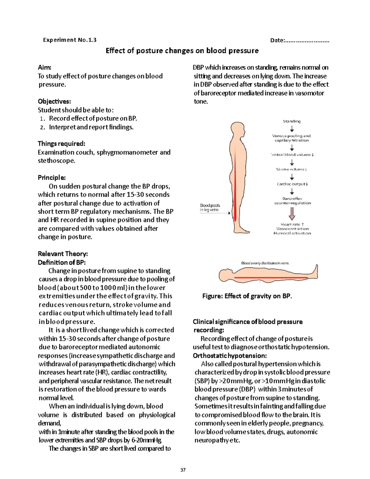 (Effect of Posture changes on Blood Pressure )Human Physiology (Ex.1.3 ...