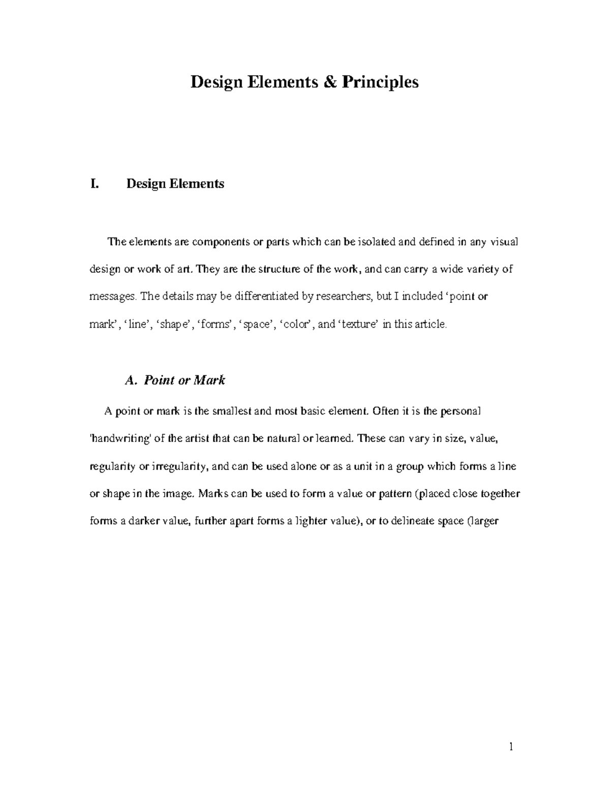 Design Elements & Principles Overview for Art 101 - Studocu