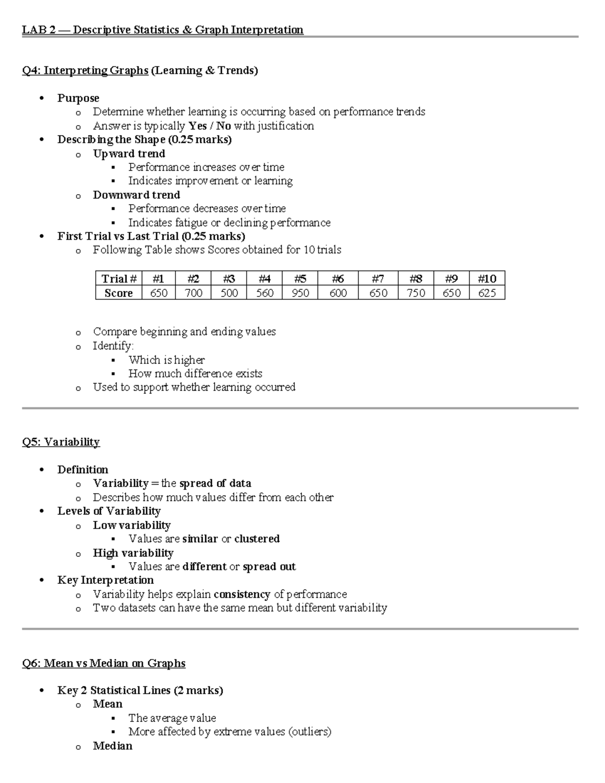 LAB 2: Descriptive Statistics & Graph Interpretation Guide - Studocu