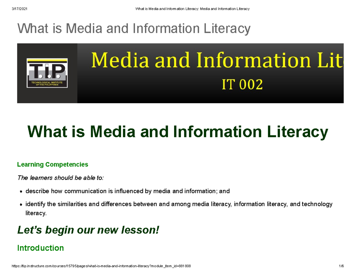 Understanding Media and Information Literacy: Key Concepts and Skills ...