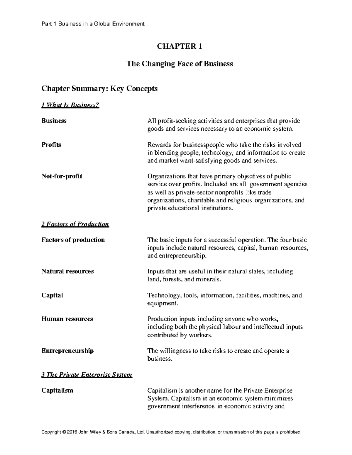 BUS 1038 Chapter 1 Notes and Study Guide - Part 1 Business in a Global ...