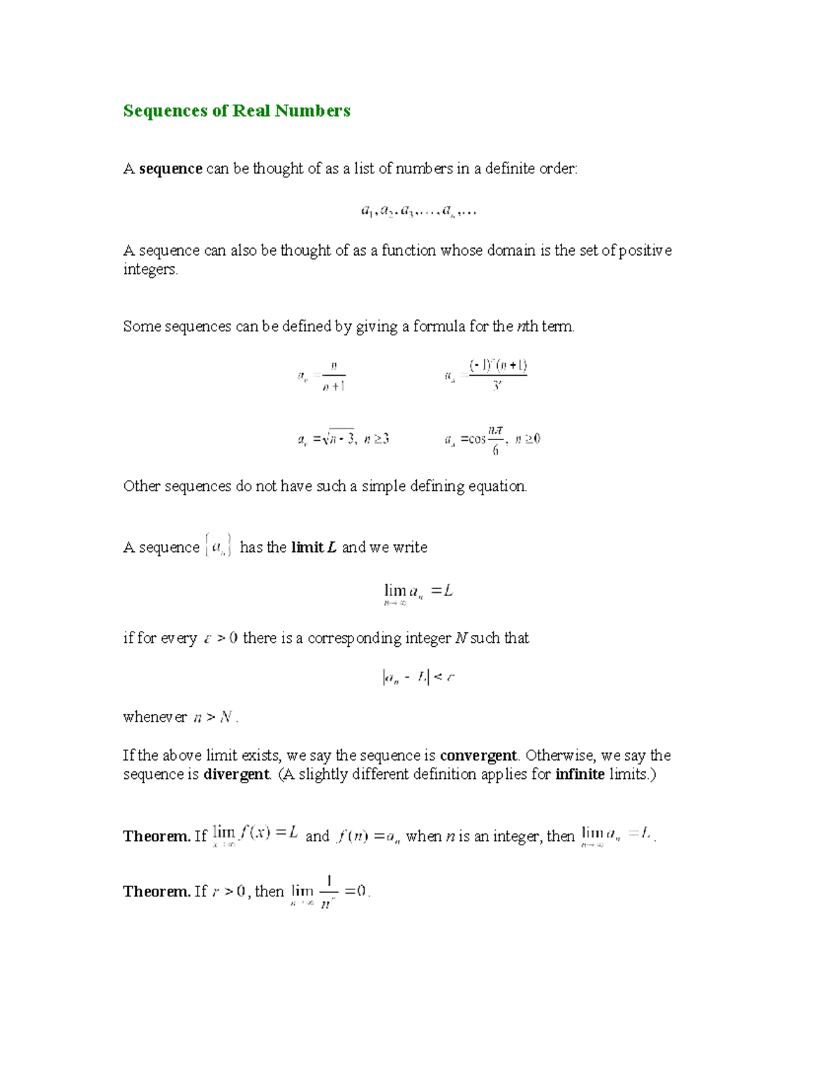 Calc2 Final Exam Notes: Sequences and Limit Laws - Studocu