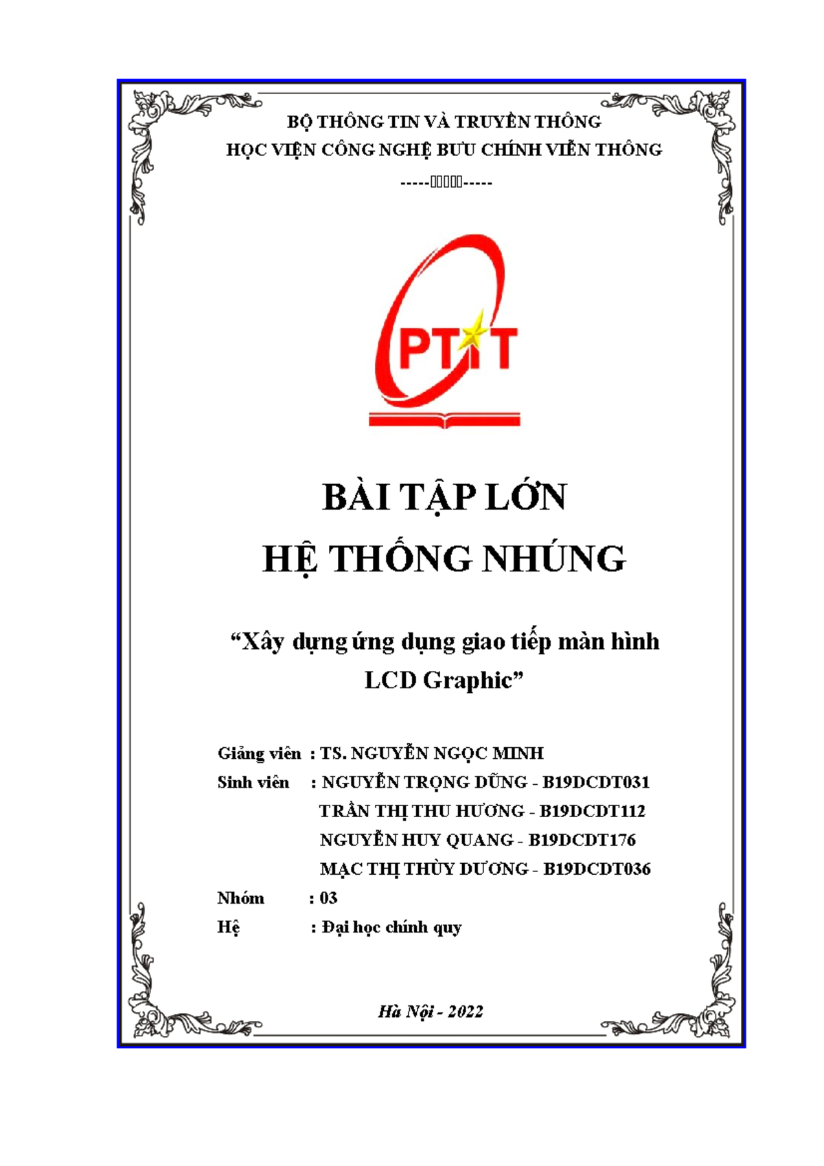 Bài Tập Lớn Hệ Thống Nhúng - Xây Dựng Ứng Dụng Giao Tiếp LCD - Document Preview