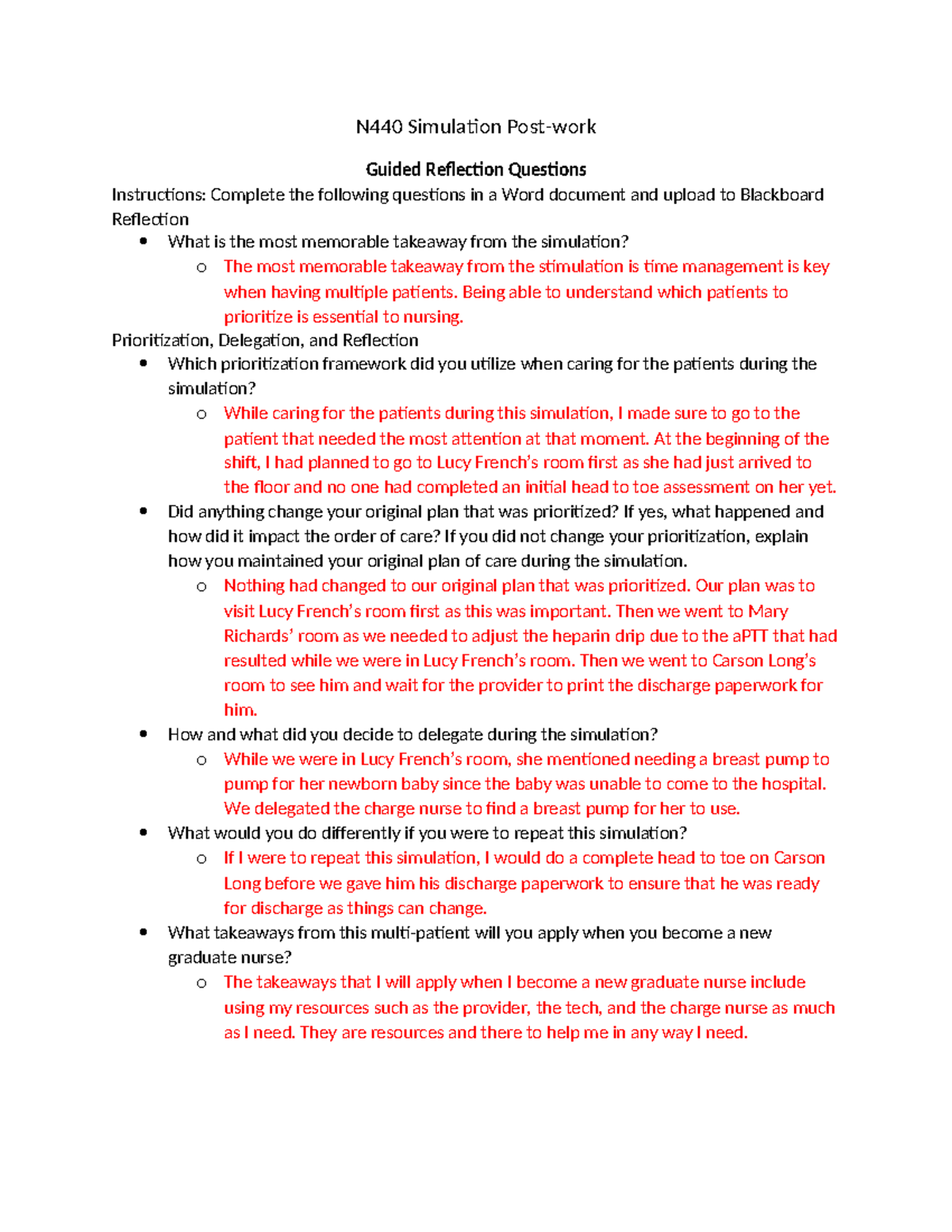 Multipatient Simulation - N440 Simulation Post-work Guided Reflection ...