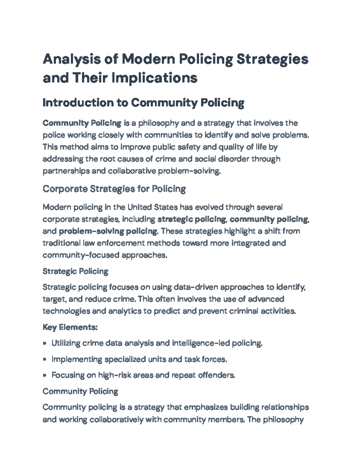 Final Exam Review: An Introduction to Policing (PLG-101) - An ...