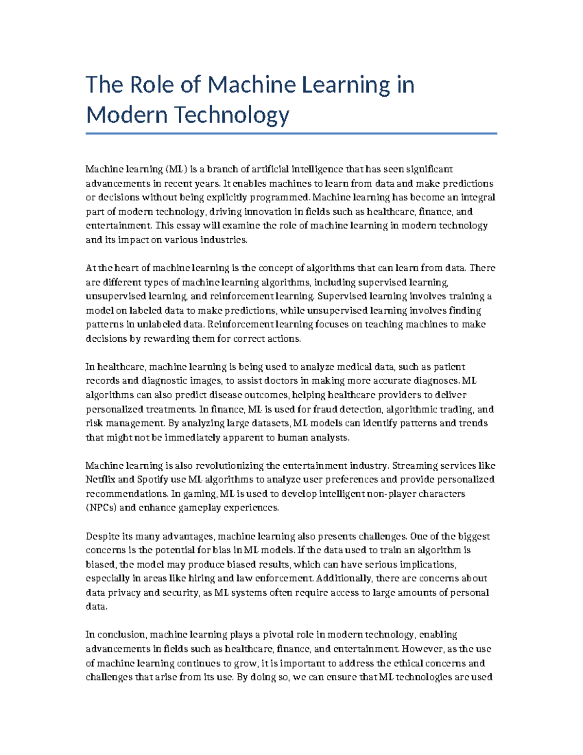 The Role of Machine Learning in Modern Technology - The Role of Machine ...
