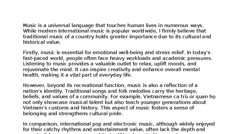 The Importance of Traditional Music in Cultural Identity - MUS 101 ...