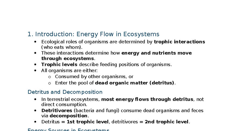 Lecture 19: Energy Flow and Food Webs in Ecosystems (Ecology) - Studocu