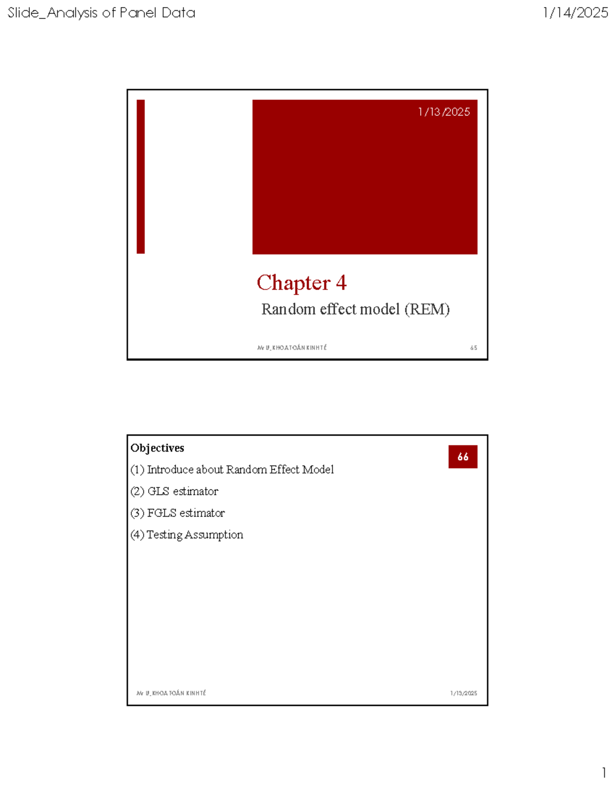 Slide Analysis of Panel Data: Random Effect Model (REM) - Chapter 4 ...