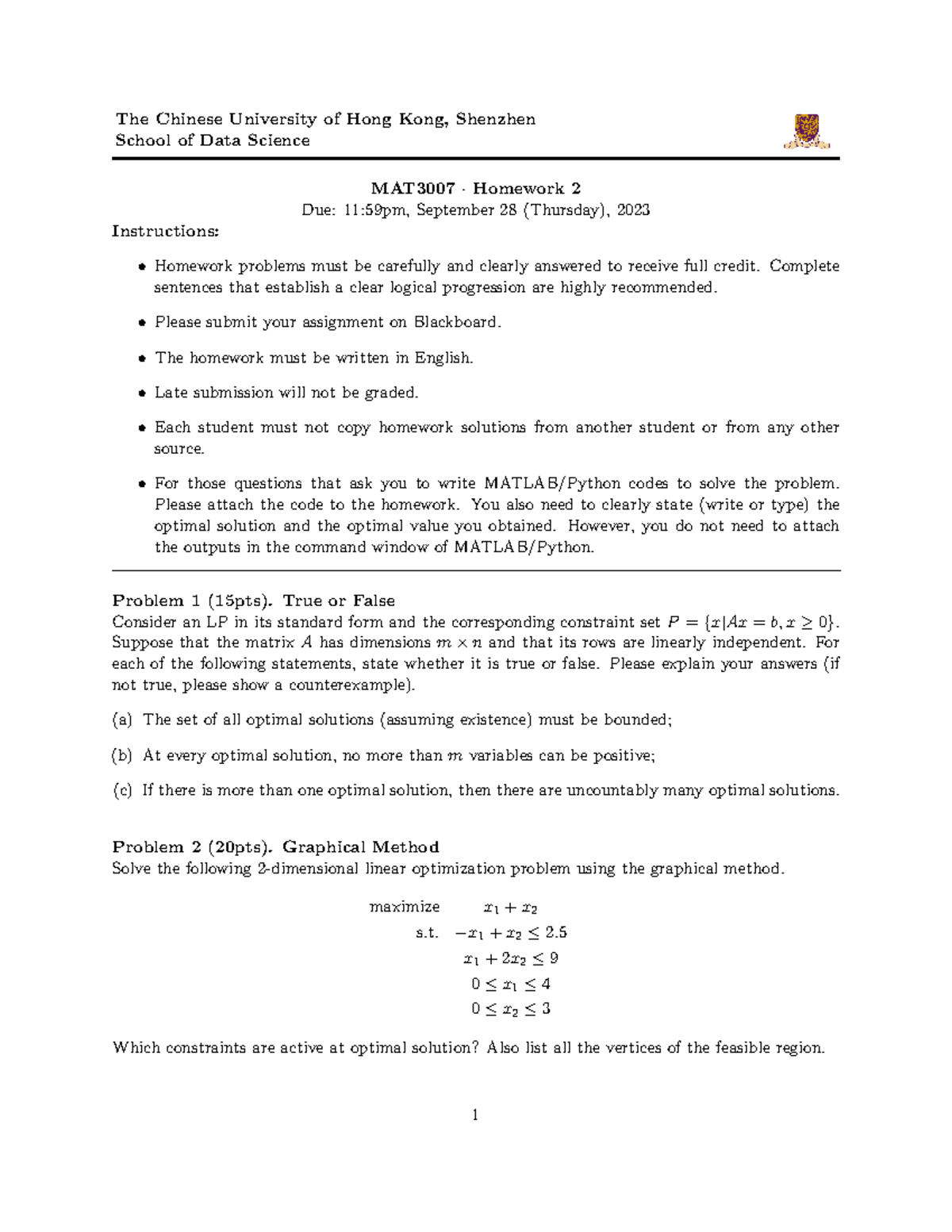 MAT3007 Homework 2-1: Practice Exercises and Solutions Guide - Studocu