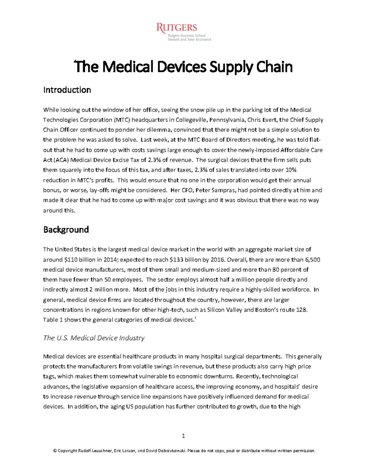 Medical Devices Industry Case Study - Coursera Final Exam Analysis ...