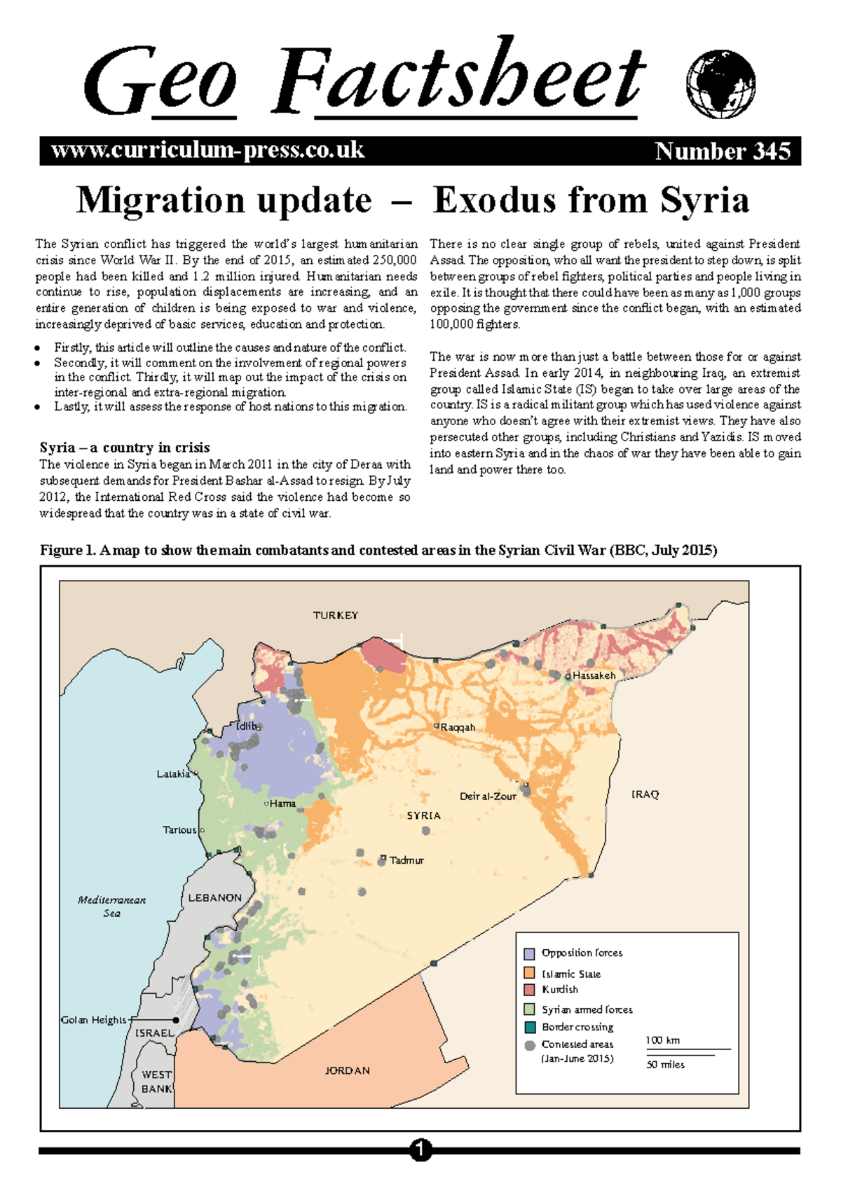 Geo Factsheet 345: Migration Update on the Syrian Exodus - Studocu