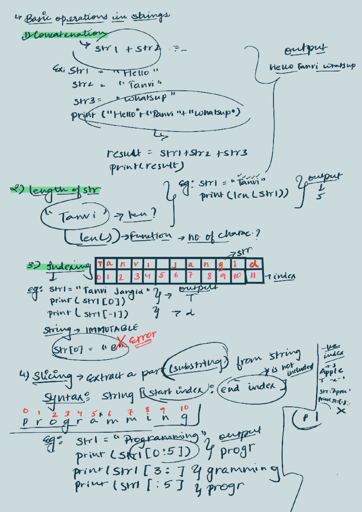 L7: Basic Operations in Strings - Concatenation & Slicing Notes - Studocu