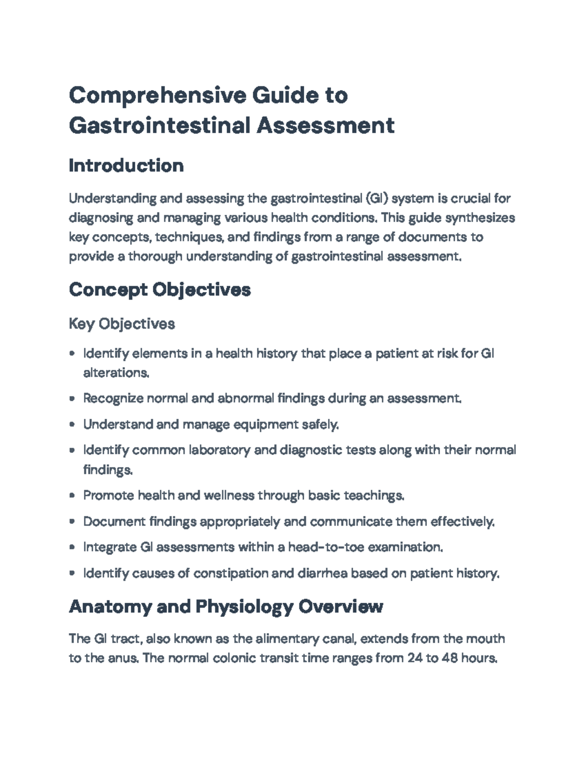 Gastrointestinal Assessment: Comprehensive Guide for Health ...