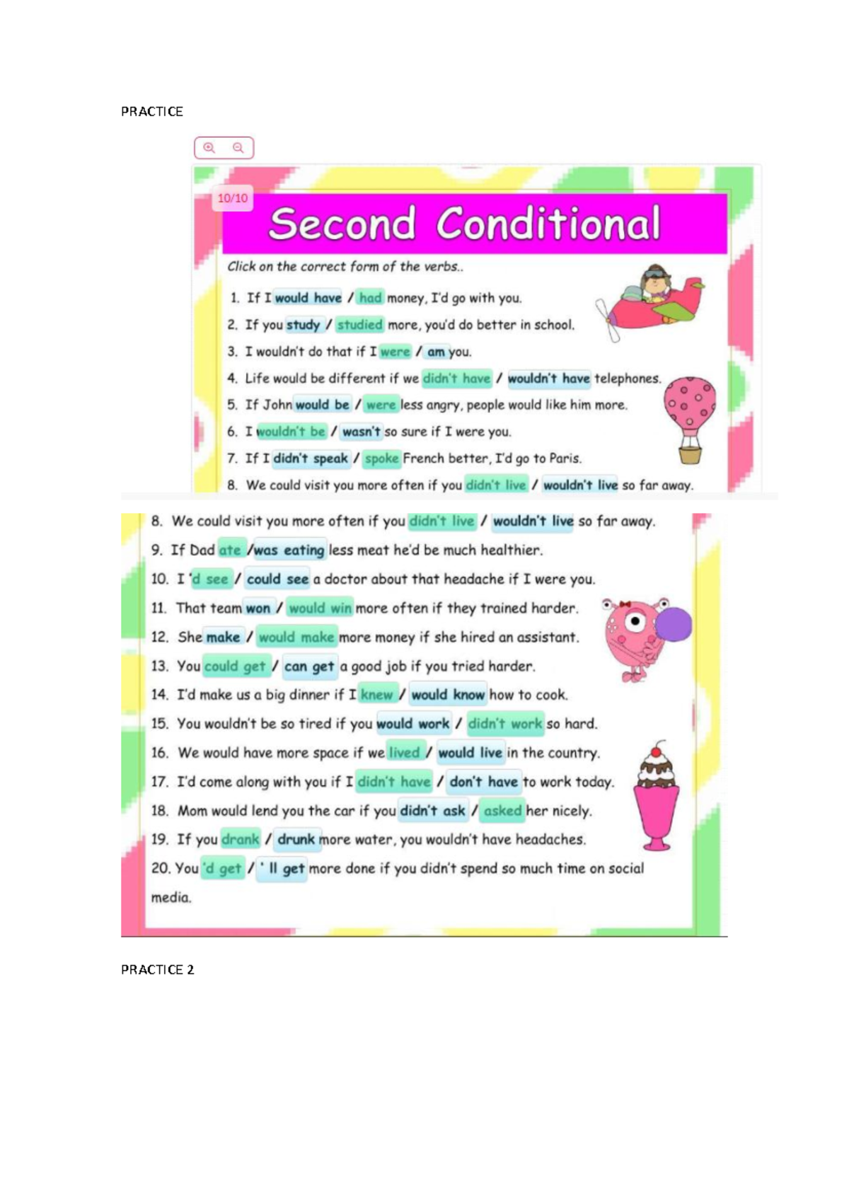 Practice 2 - Second Conditional Verb Forms Exercises - Studocu
