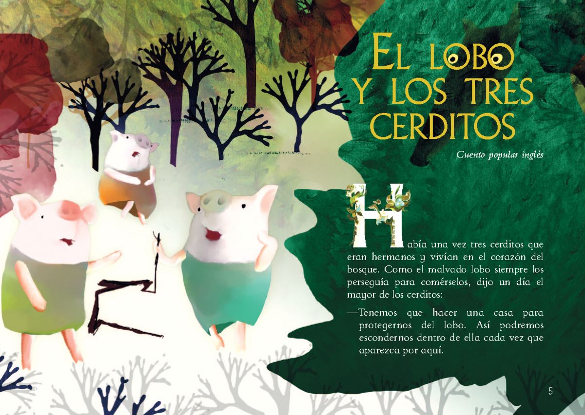Cuento infantil: "El lobo y los tres cerditos" - Relato popular en español - Document Preview