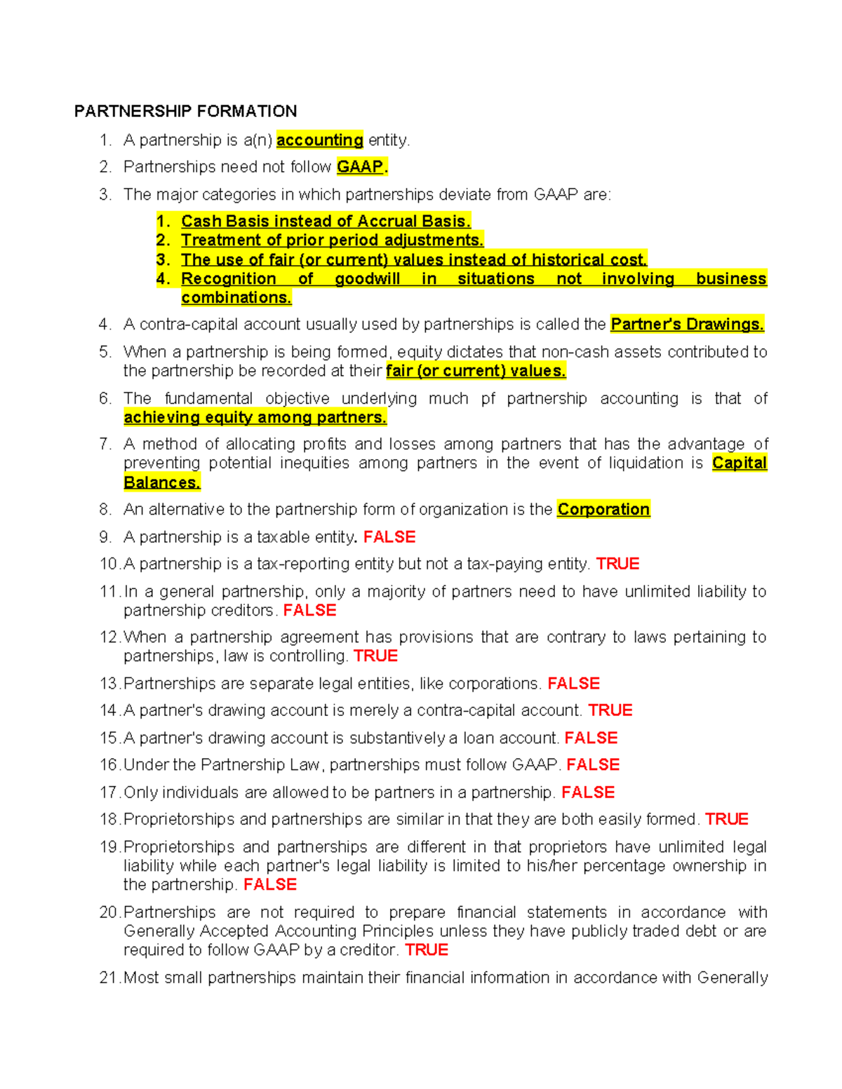 Partnership Formation and Operations - PARTCOR Guide - Studocu