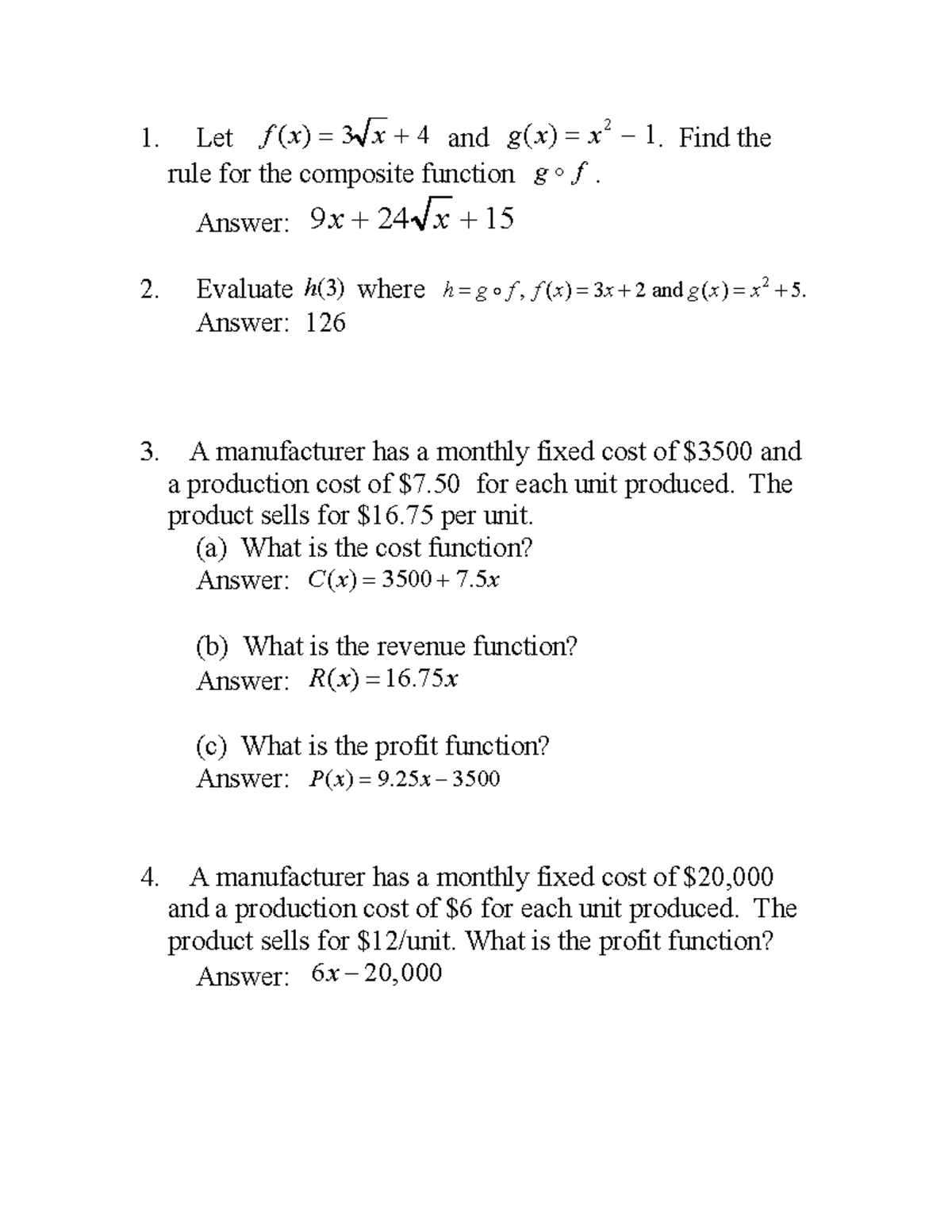 Revision 1: Composite Functions & Limits Analysis - Studocu