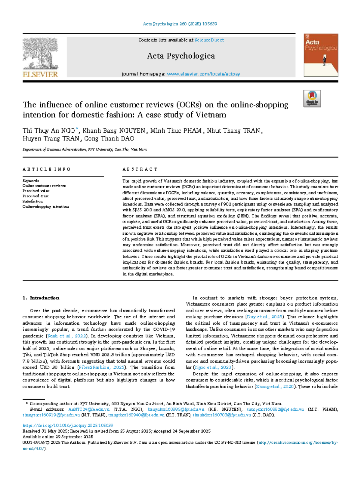 The Influence of Online Customer Reviews on Shopping Intentions in ...