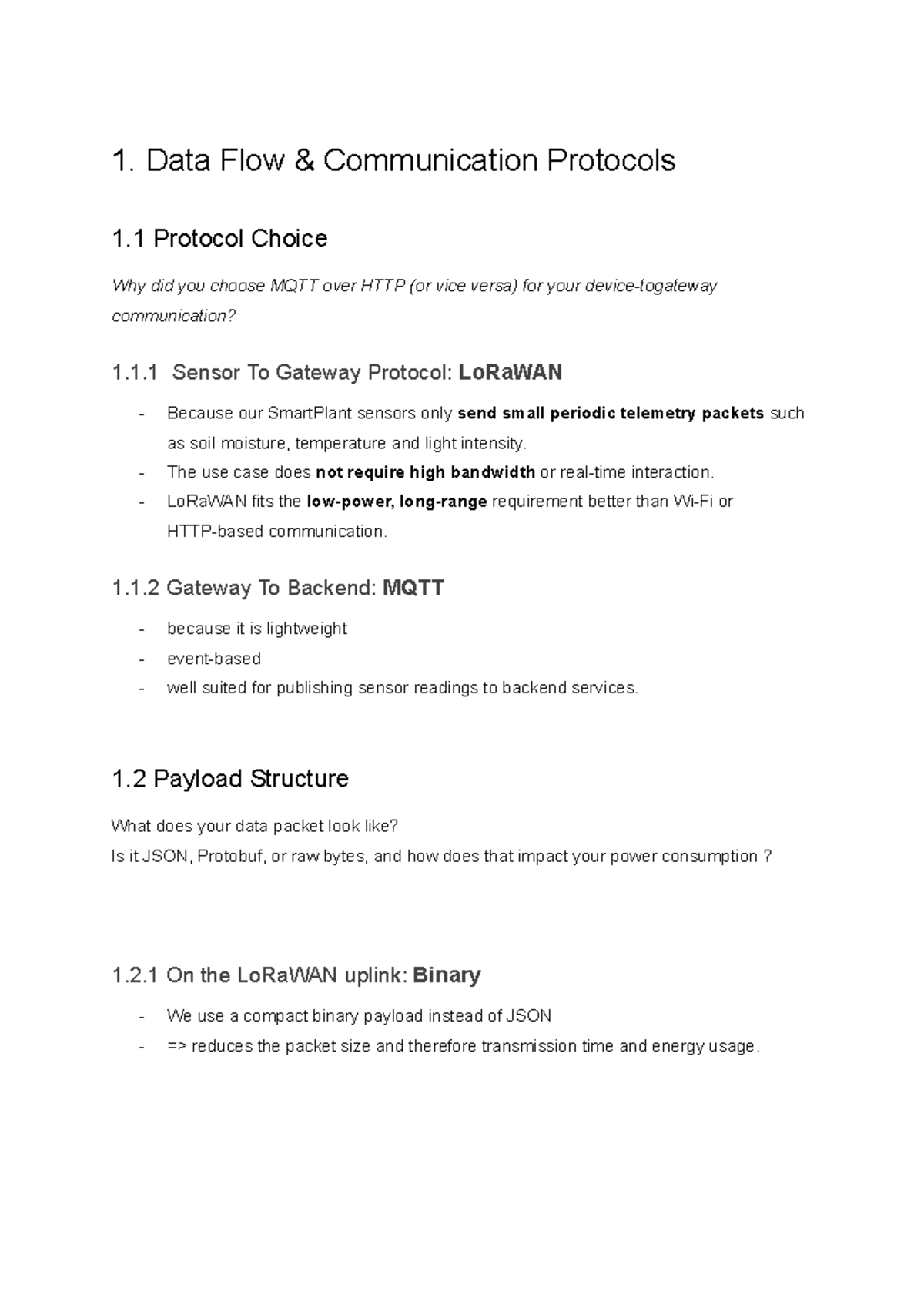 IOT - Data Flow Communication Protocols and Design Choices - Studocu