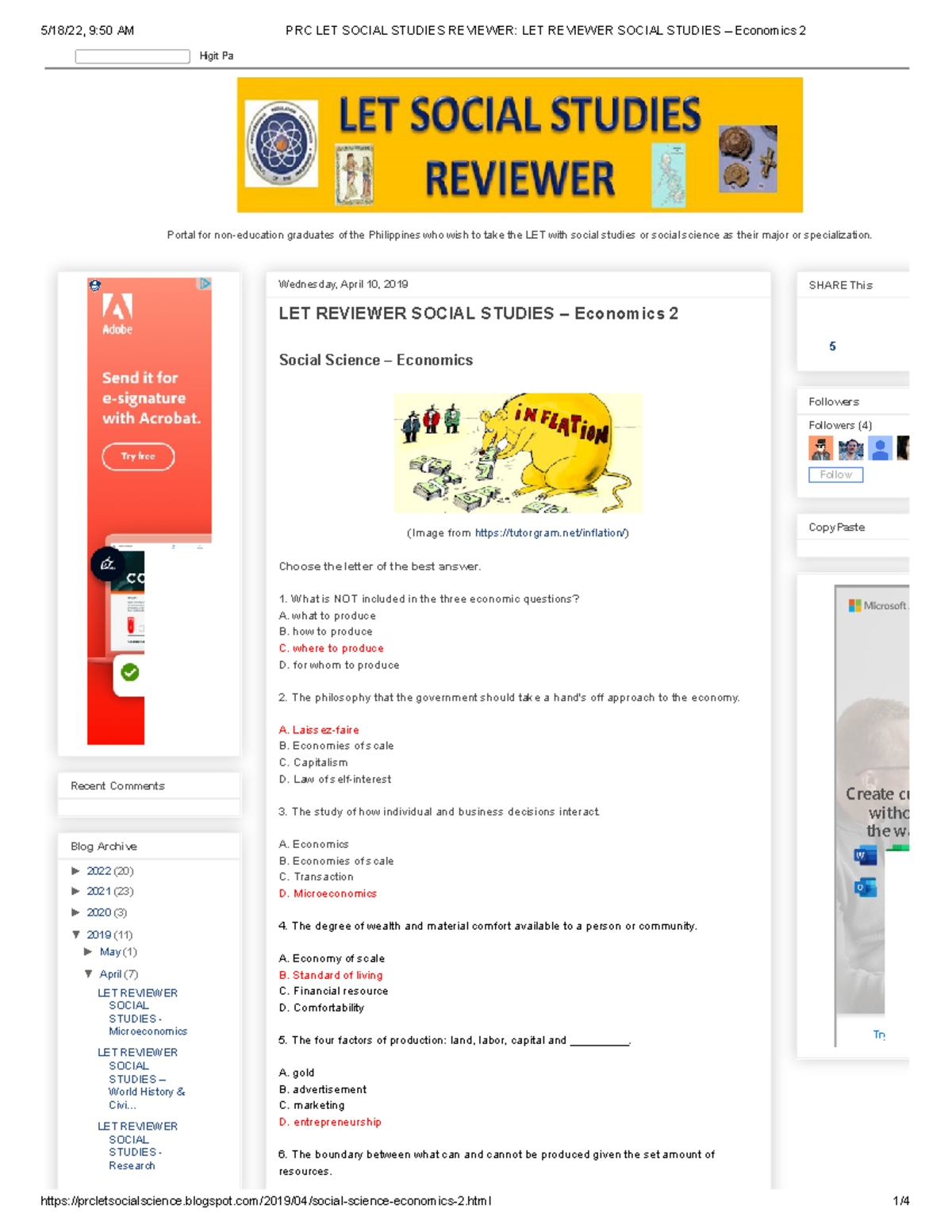 LET Economics 2 Reviewer for Social Studies LET Exam - Studocu