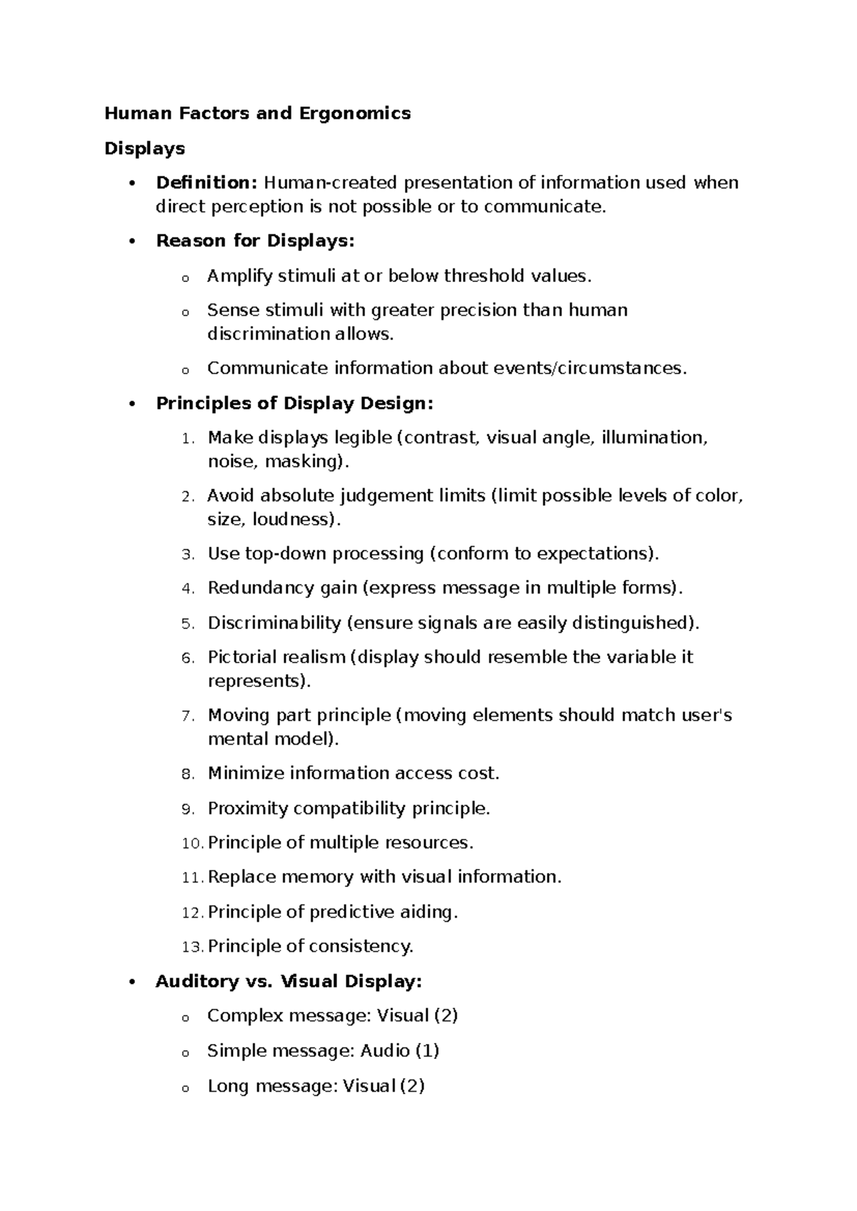 Industrial 262: Human Factors and Ergonomics Notes (Part 2) - Studocu