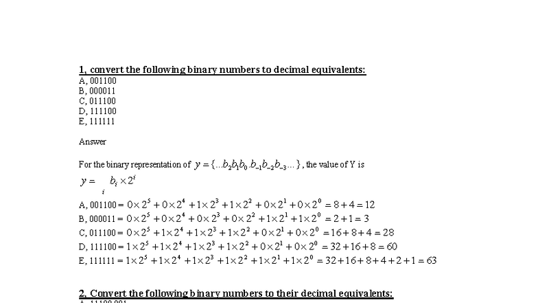 Number System Problems: Binary, Decimal, and Hexadecimal Conversions ...