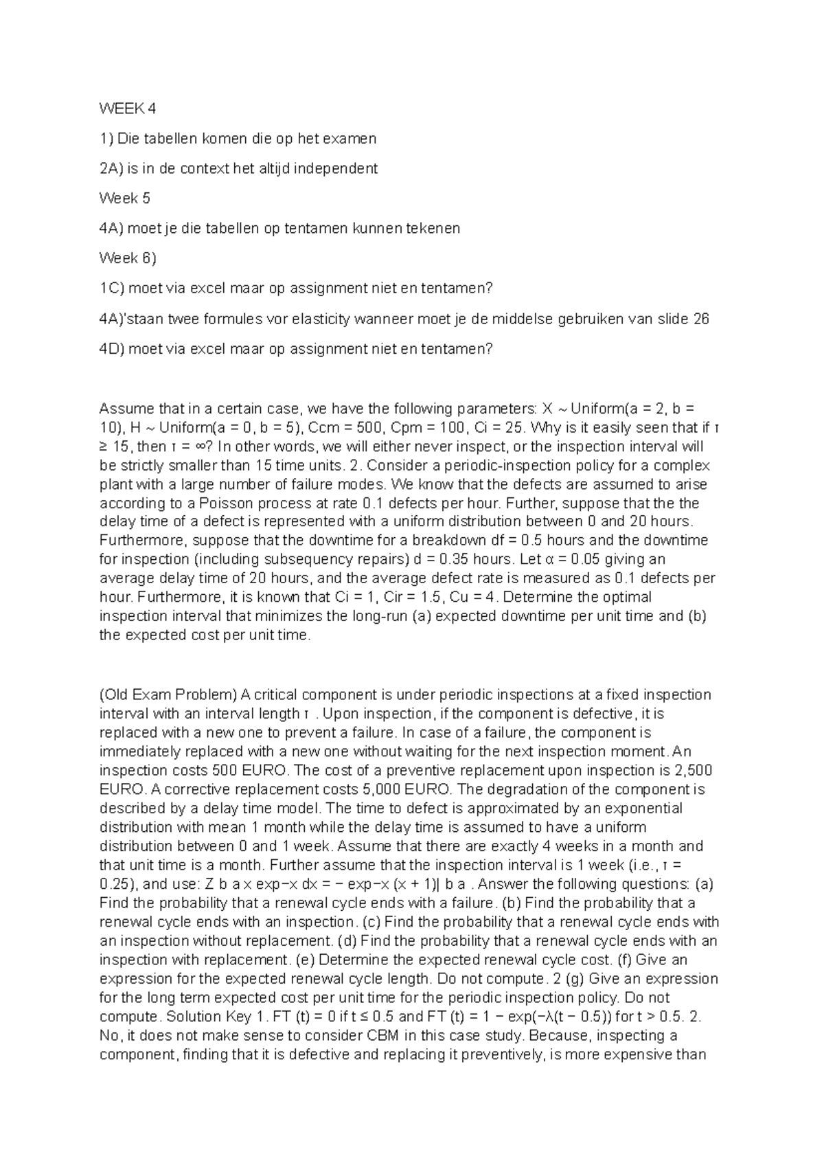1CK1 - Week 4 & 5 Exam Study Notes on Inspection Policy - Studeersnel