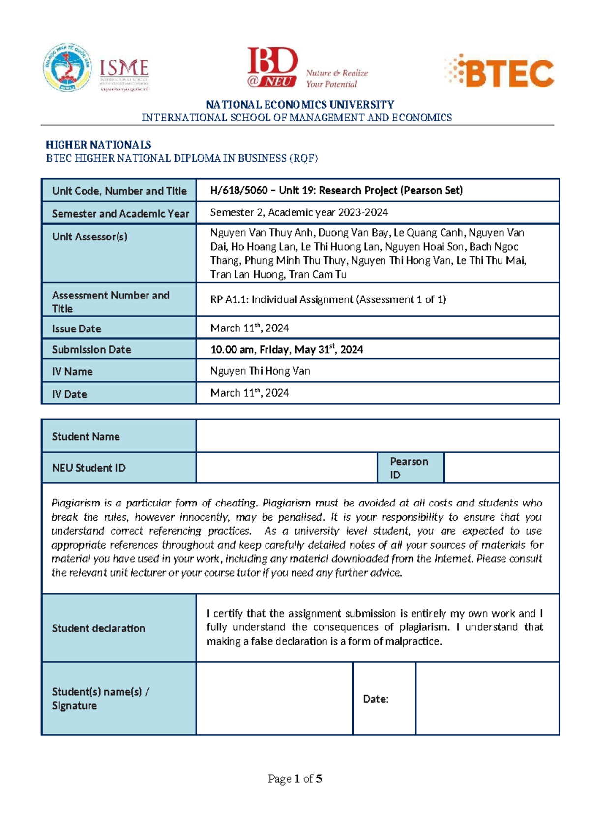 RP S2-23: Research Project Final Report Guidelines and Instructions ...