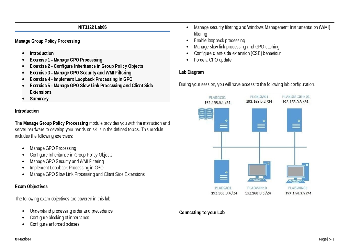 NIT3122 Lab 05 - Managing Group Policy Processing and Security - Studocu