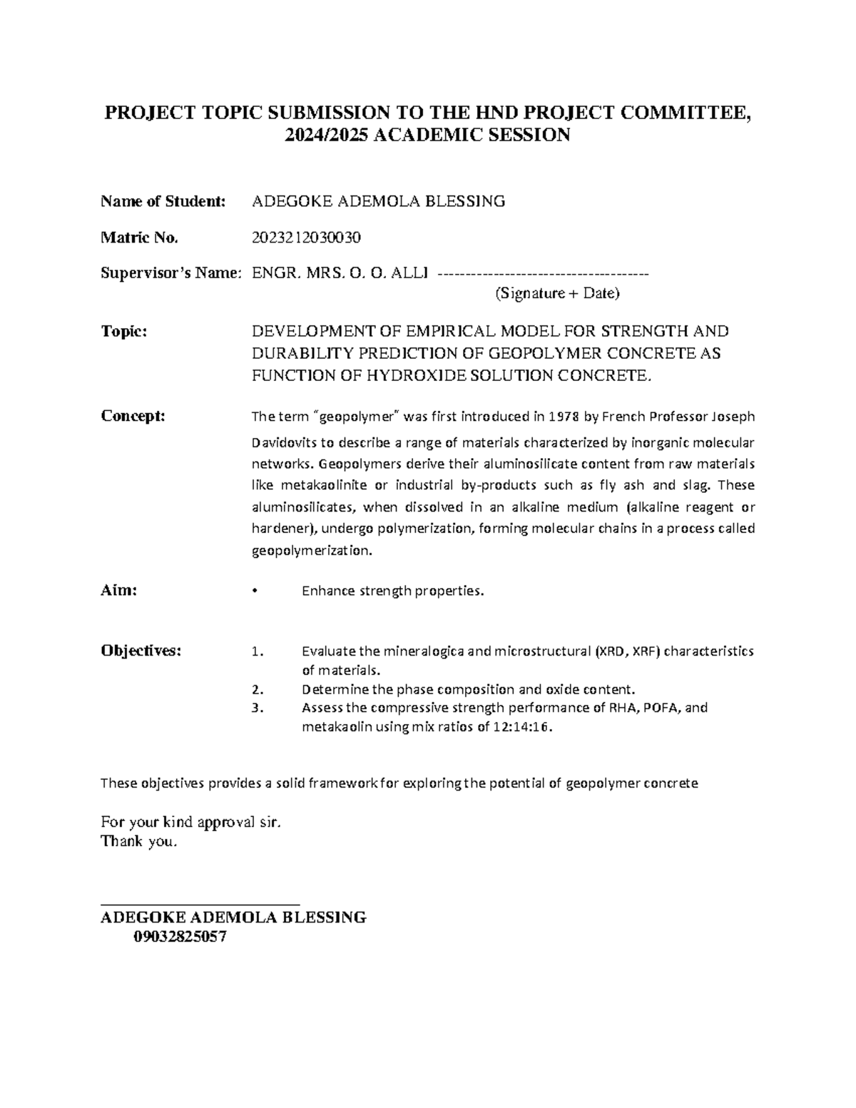 Blessingpr - building - PROJECT TOPIC SUBMISSION TO THE HND PROJECT ...