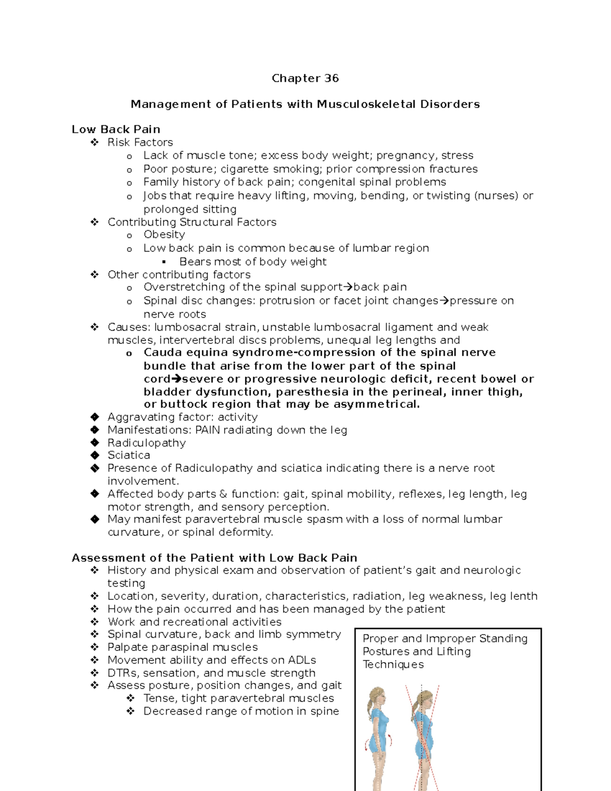 Chapter 36 Lecture Notes: Management of Musculoskeletal Disorders - Studocu