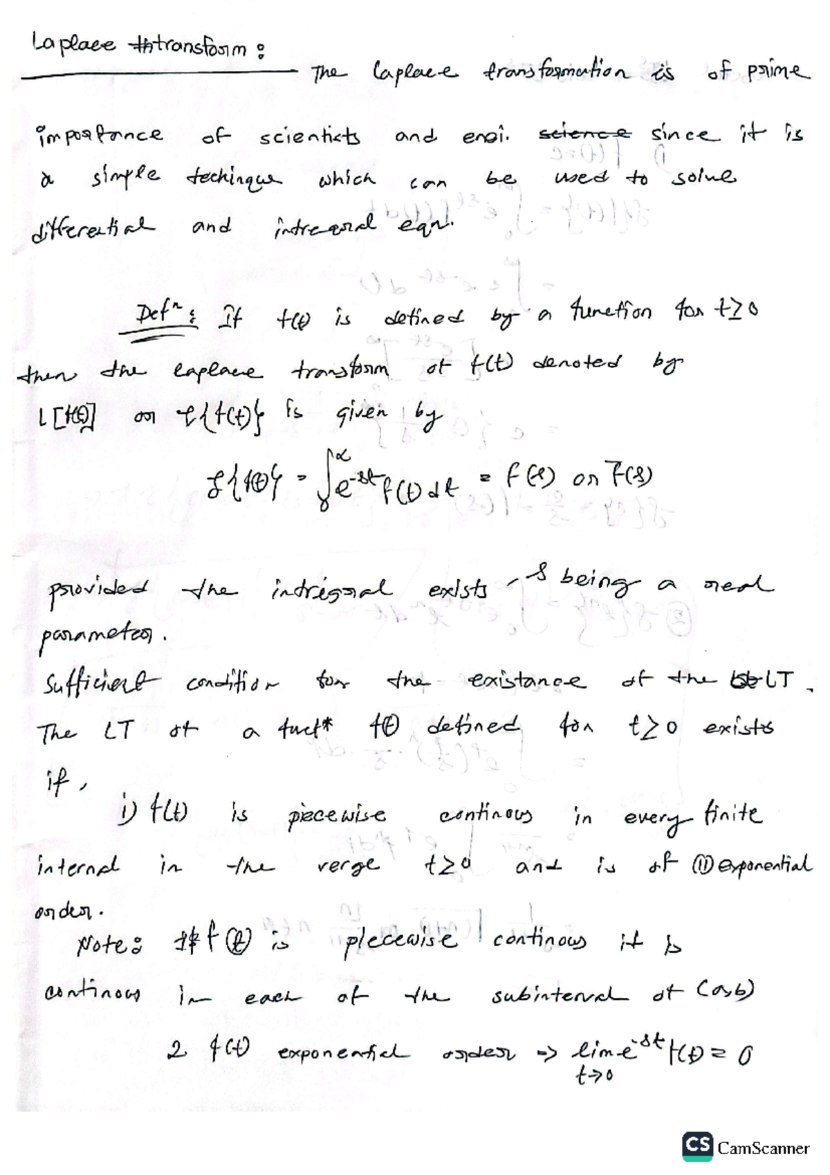 Laplace Transform: Key Concepts and Properties (Course Code: CS) - Studocu